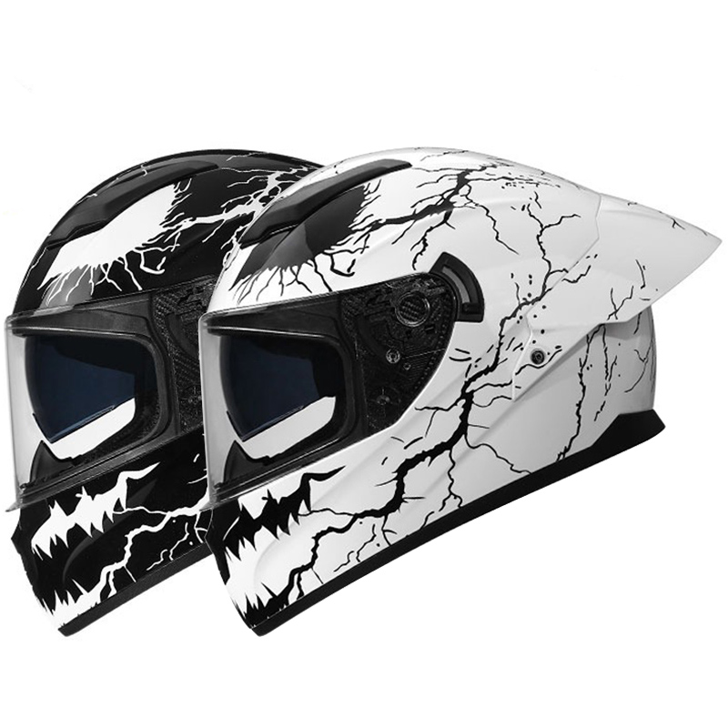 Dual Visor Large Rear Spoiler  - Dual Visor Motorcycle Racing Helmet ulasan dan harga